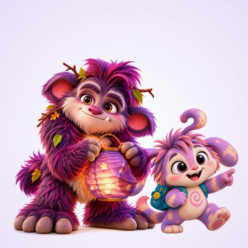 Grimple holding a glowing purple lantern