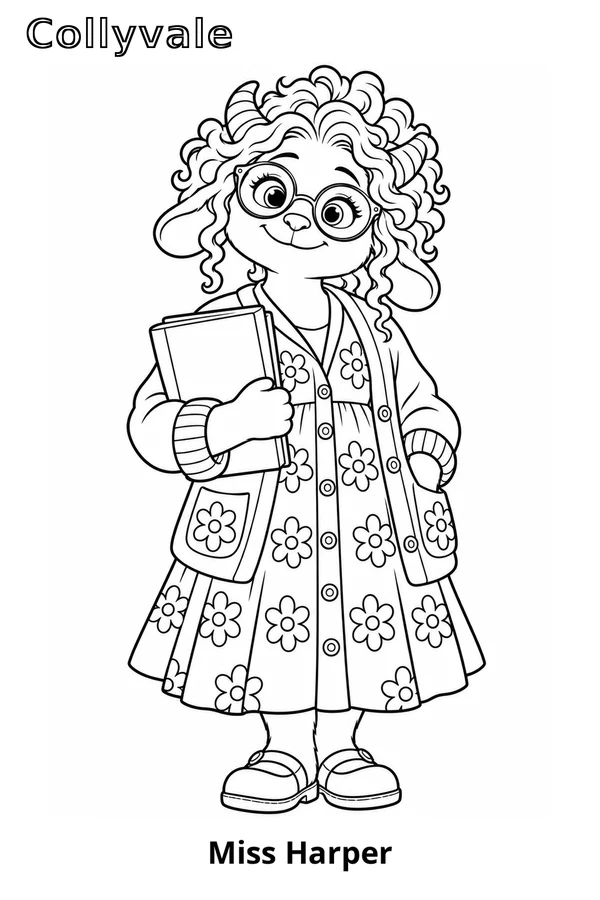 Miss Harper coloring page preview